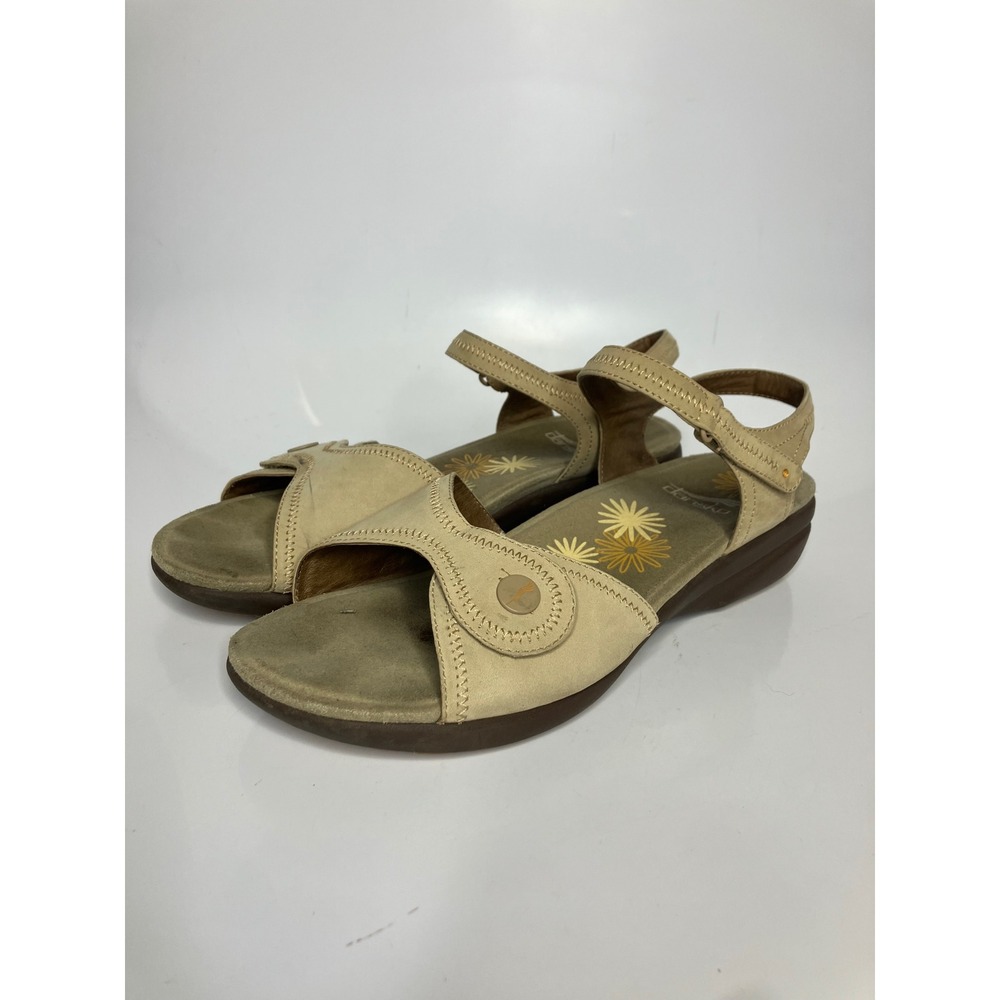 Dansko Sophie Sandals Womens 42 Tan Good Leather Adjustable Straps Floral Wedge